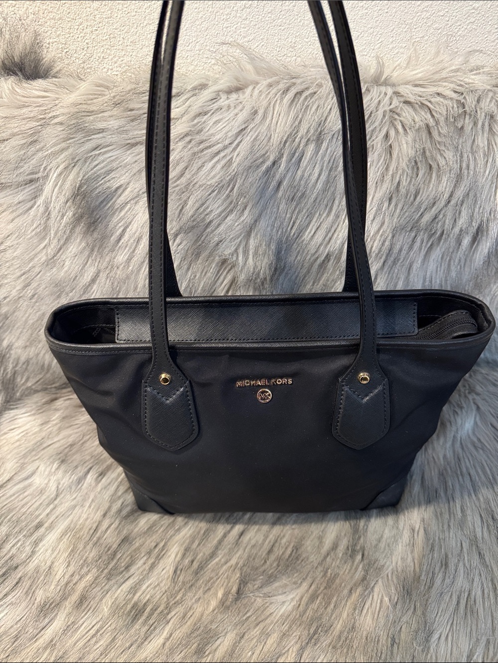 Michael Kors Black Shoulder Bag with Gold Accents